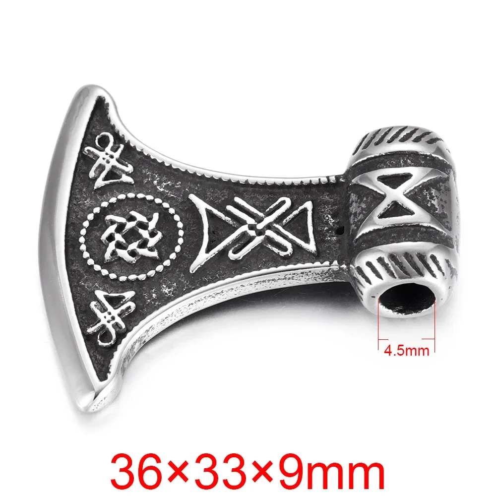 Stainless Steel Viking Axe Pendant for Necklace DIY Accessories Pendants Findings Jewelry Making Supplies Vintage Hole 4mm