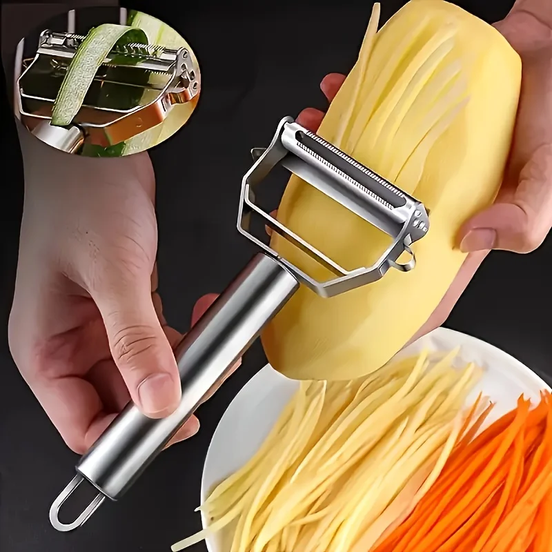 1pc Stainless Steel Peeler, Universal Kitchen Vegetable Peeler and Julienne Slicer, Multi-Function Potato Peeler, Fruit