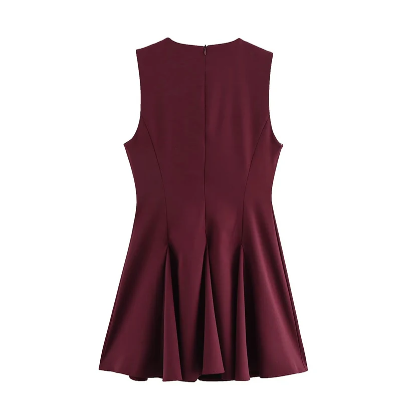 فستان سترة أنيق بدون أكمام للنساء بخصر نحيف فساتين عصرية فستان قصير بسيط غير رسمي بفيونكة قماش نسائي