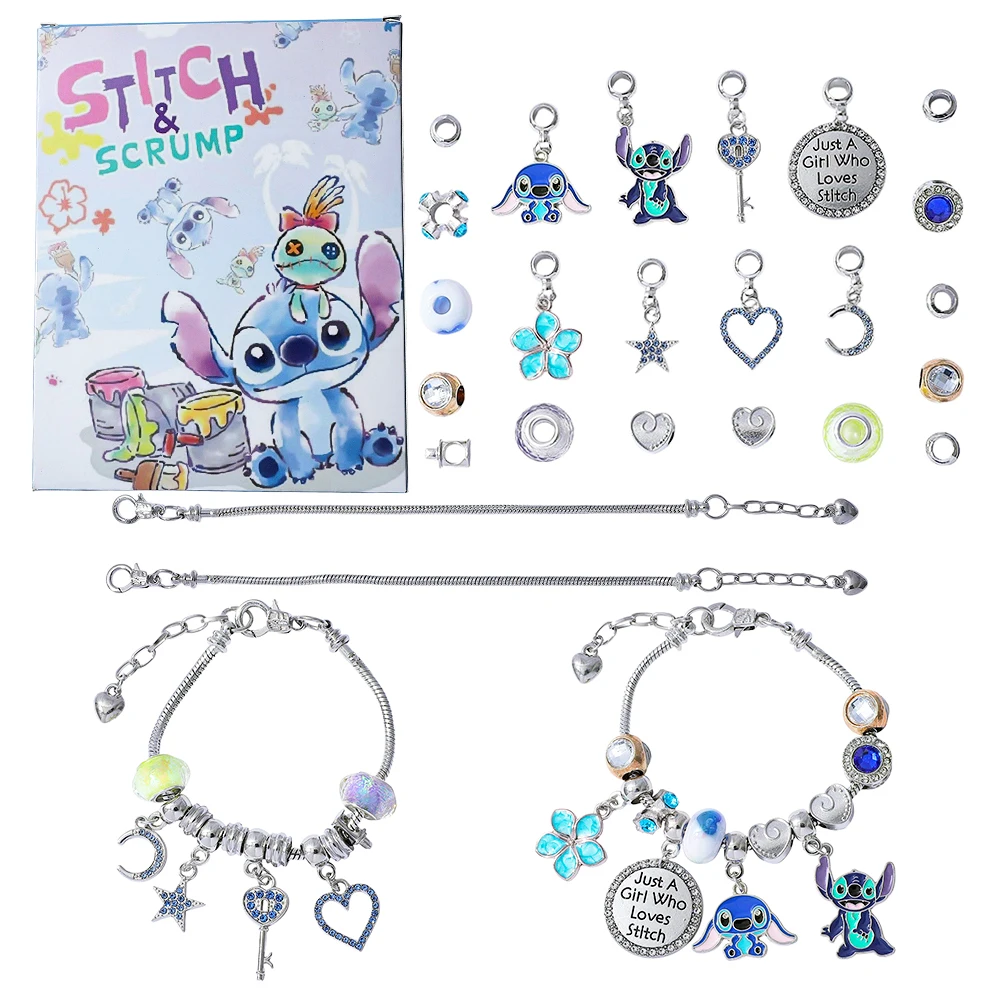 Disney Anime Lilo & Stitch Creativo Avvento Sorpresa Scatola cieca Ciondolo fai da te Accessorio punto per regali con ciondoli per amici