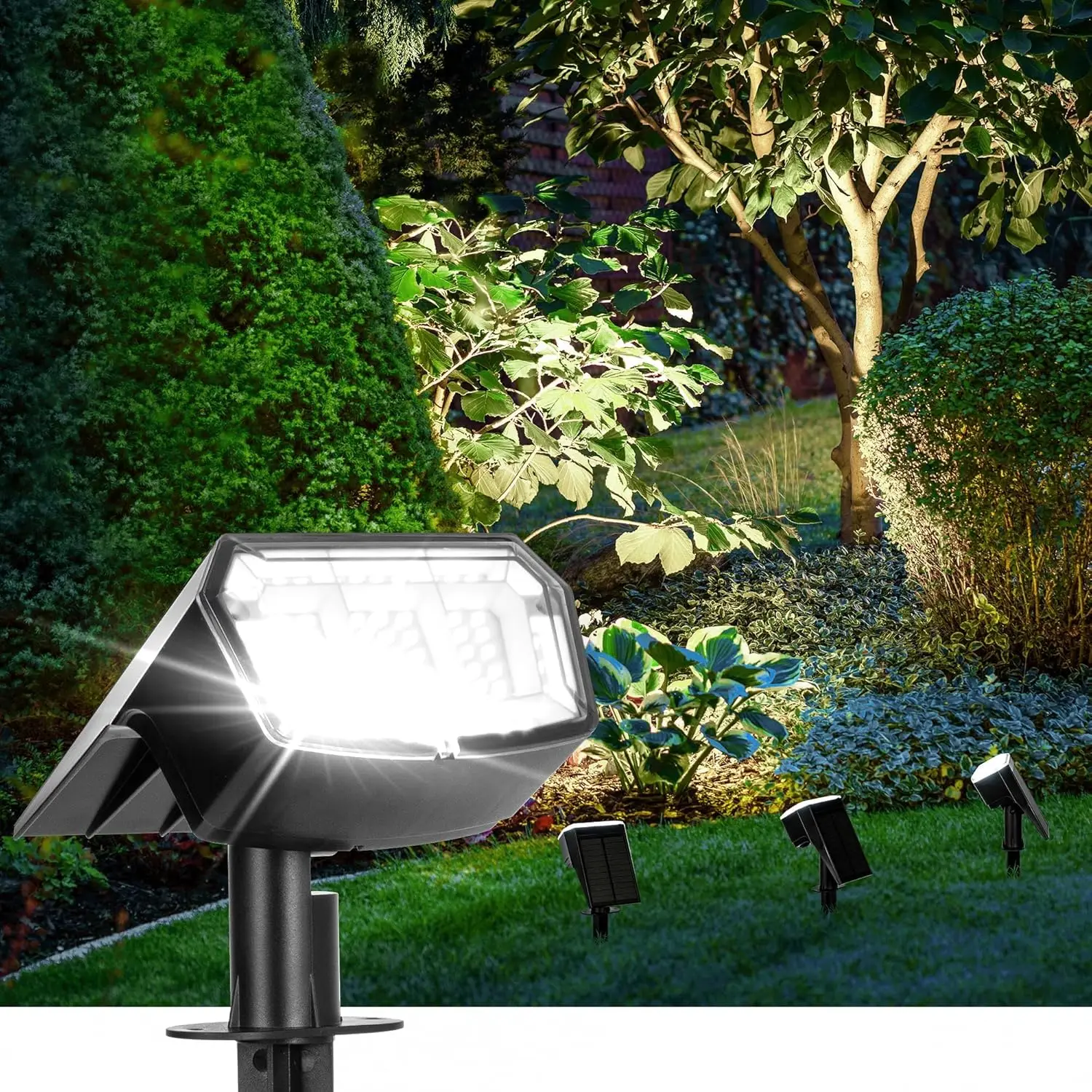 

10 Pack Solar Spot Lights Outdoor IP65 Waterproof, 63 LED with 3 Modes for Yard Garden Pathway