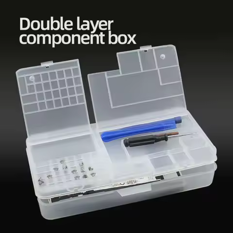 Transparent Electronic Components Storage Box 2 Layer Tool Classification Grid Phone Repair Module Organizer Compartment