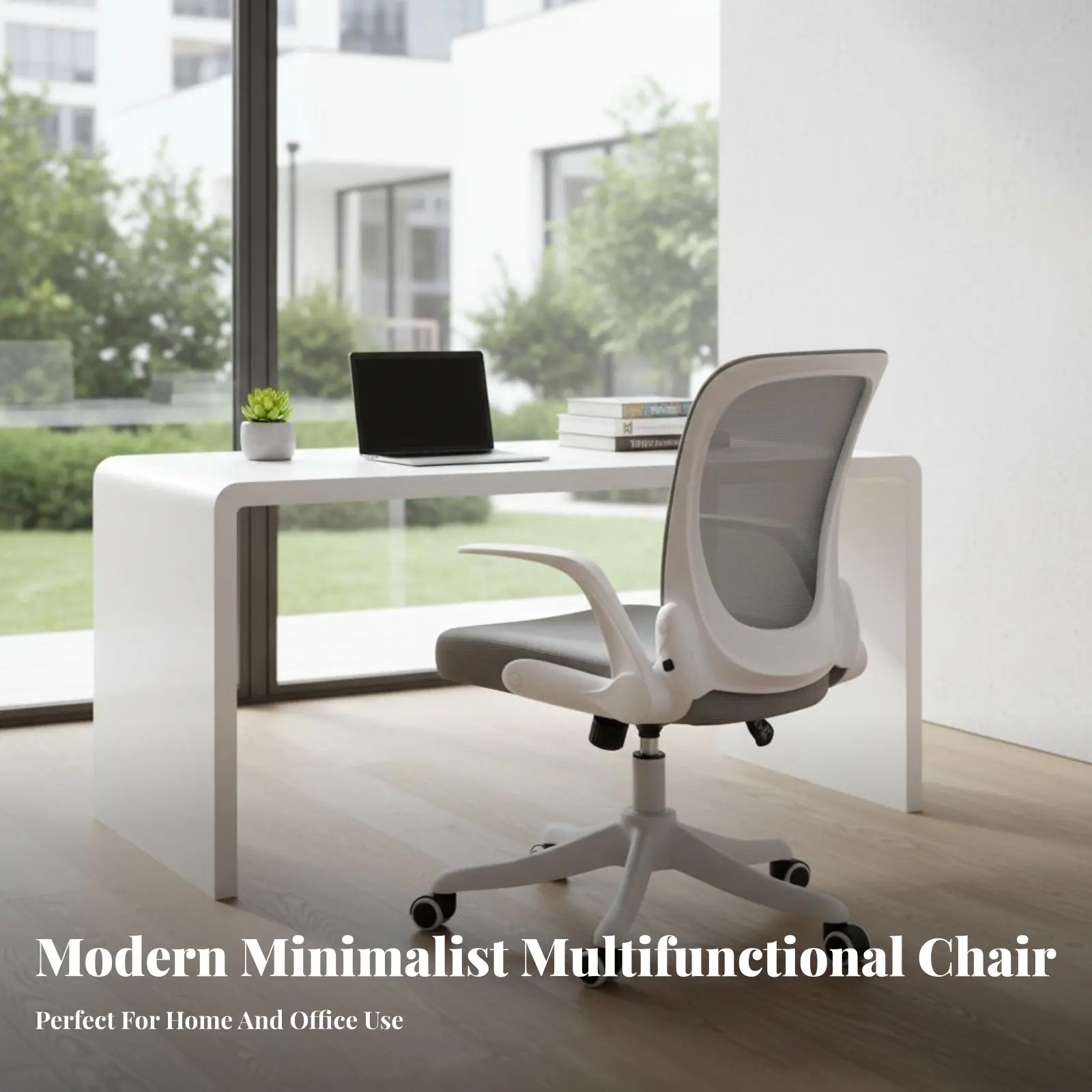 

Rolling Chair with Flip-up Arms Height Adjustable Computer Seat full-circle rotation Foldable Armrests for Children, Bedroom
