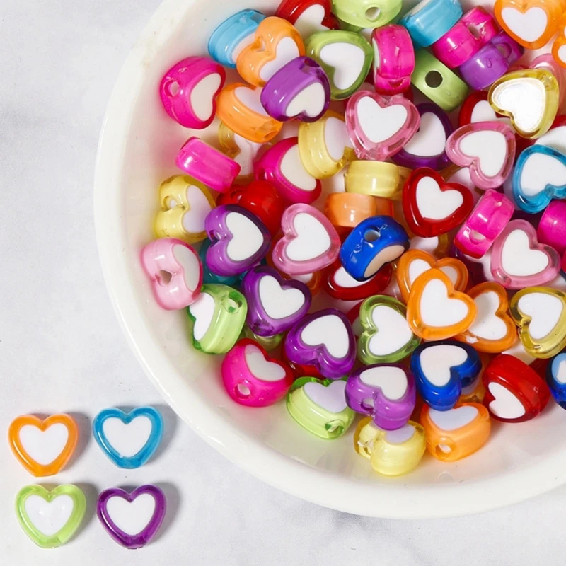 100Pcs Colorful Acrylic Heart/Flower/Butterfly Shaped Beads Jewelry Components Necklace Bracelet Keychain Charm Making Supplies