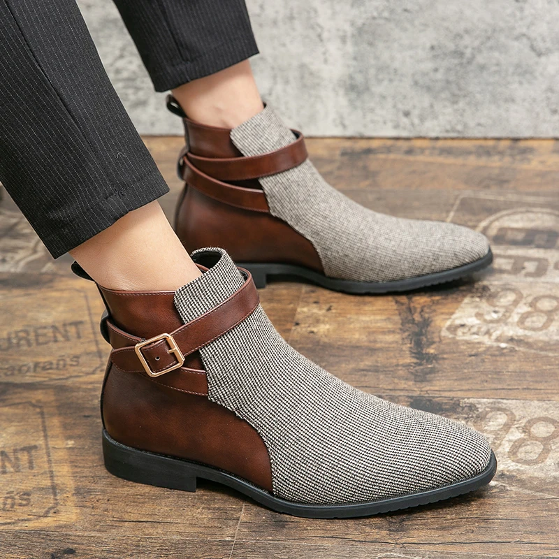 2024 Winter New Luxury Suede Leather Boots Men Business Chelsea Boots Men Original American Style Ankle Boots Plus Size 38-48