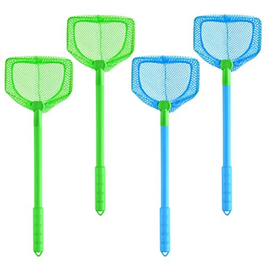 4 Pieces Fishing Net Catching Bug Nets Fish Butterfly Nets Beach Toys for Outdoor Playing Blue, Green