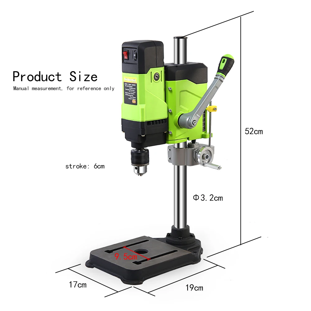 ALLSOME BG-5167 Bench Drill Press,Variable Speed Benchtop Drill Machine,6-Speed,Green