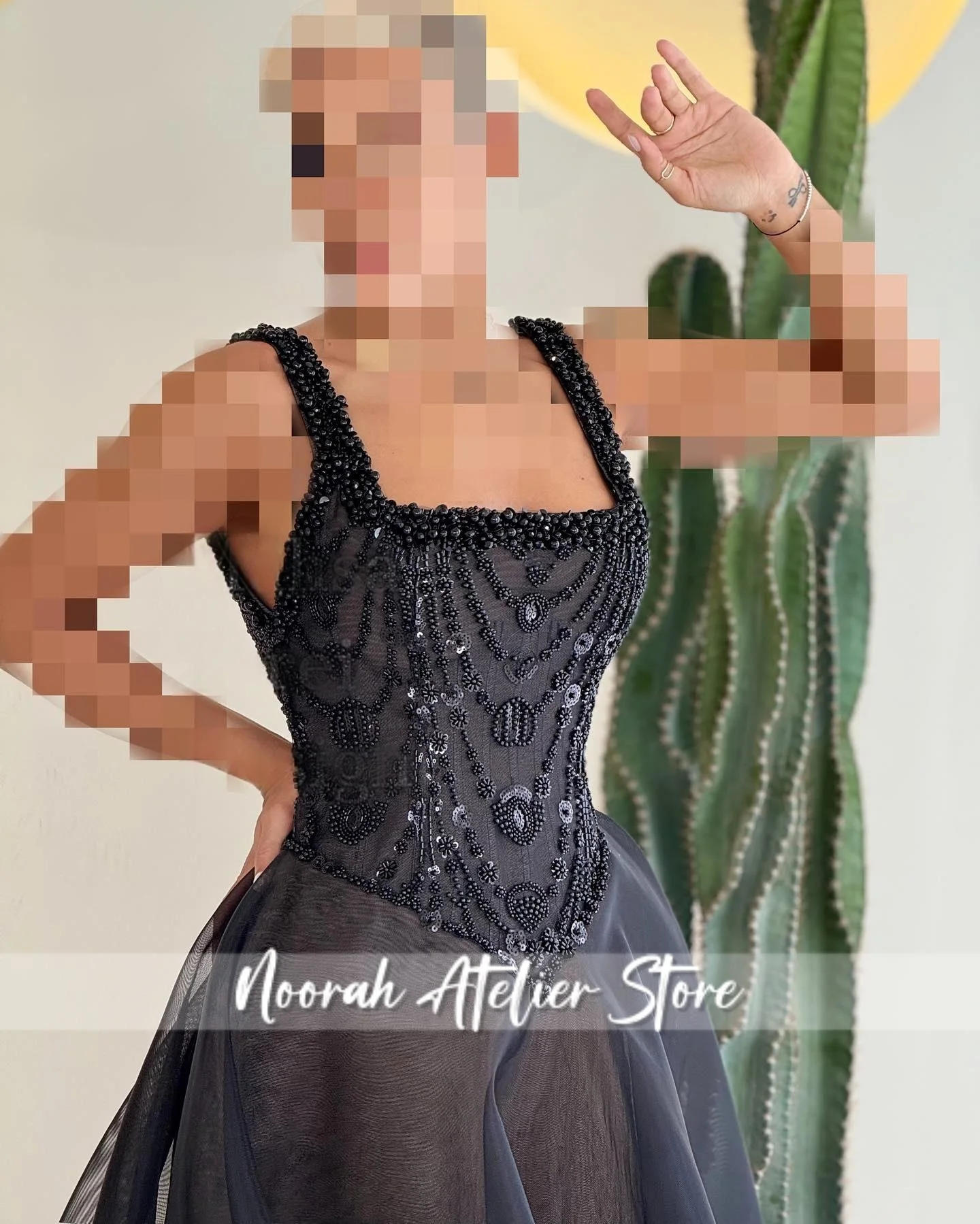 فساتين سهرة نسائية فاخرة جديدة أنيقة باللون الأسود مطرز بالخرز 2025 دبي ألين تول فستان الحفلات فستان حفلات مخصص