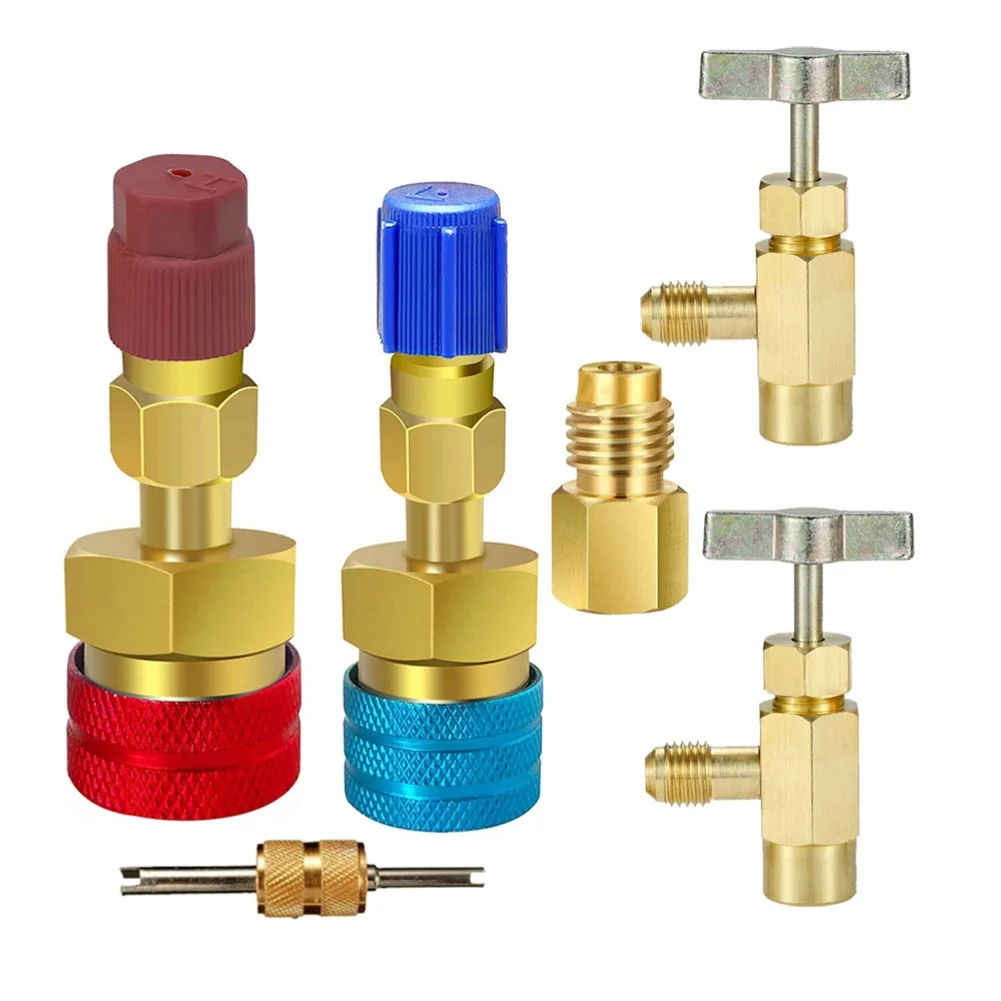 For R1234YF Quick Coupler Connector Set AC Gauge Adapters For Easy Car Air Conditioning For Service And Repair Tasks