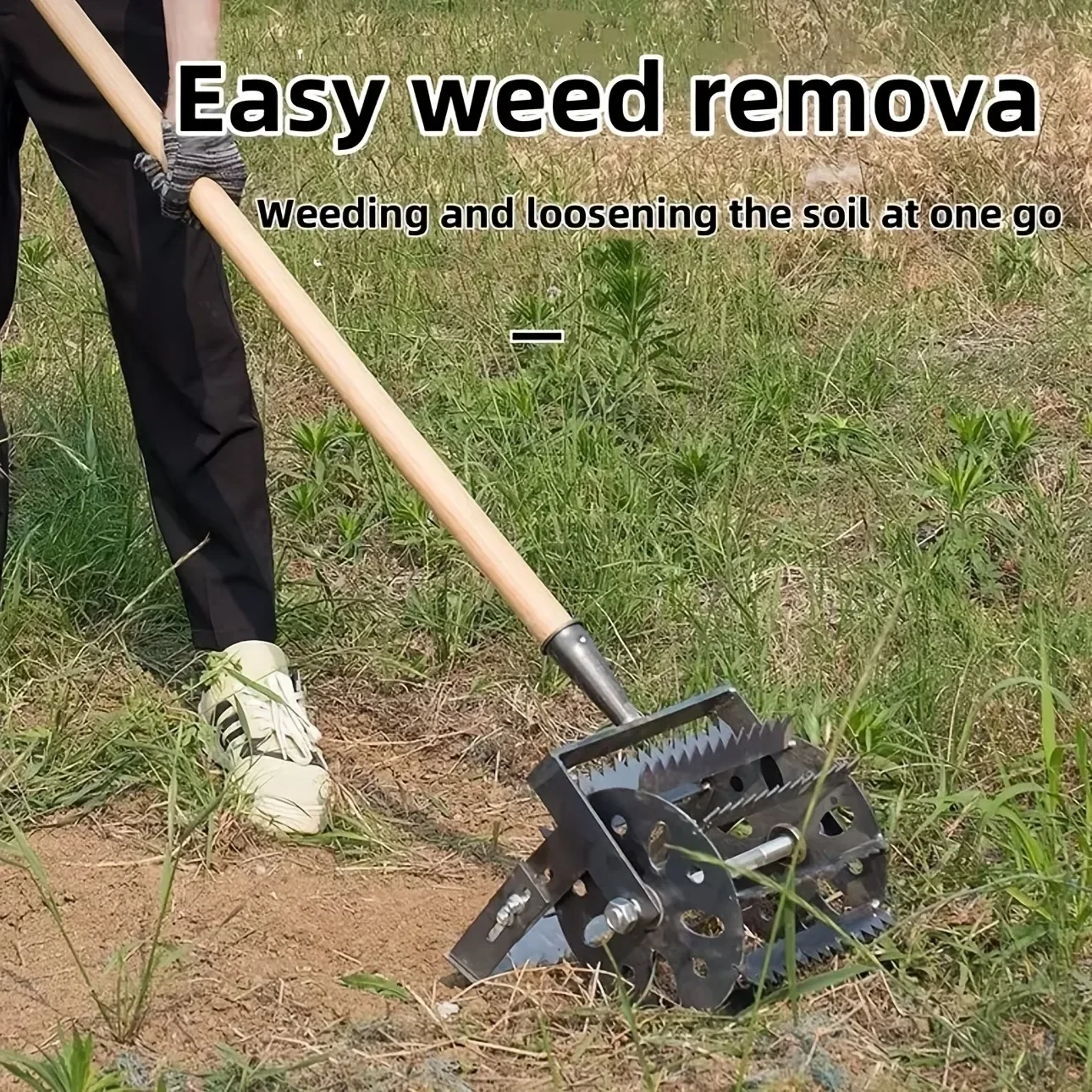 1PC Widened Hand Push Hoe Multifunctional Weeder for Farmland Weeding Tilling And Loosening Soil Gardening Tool