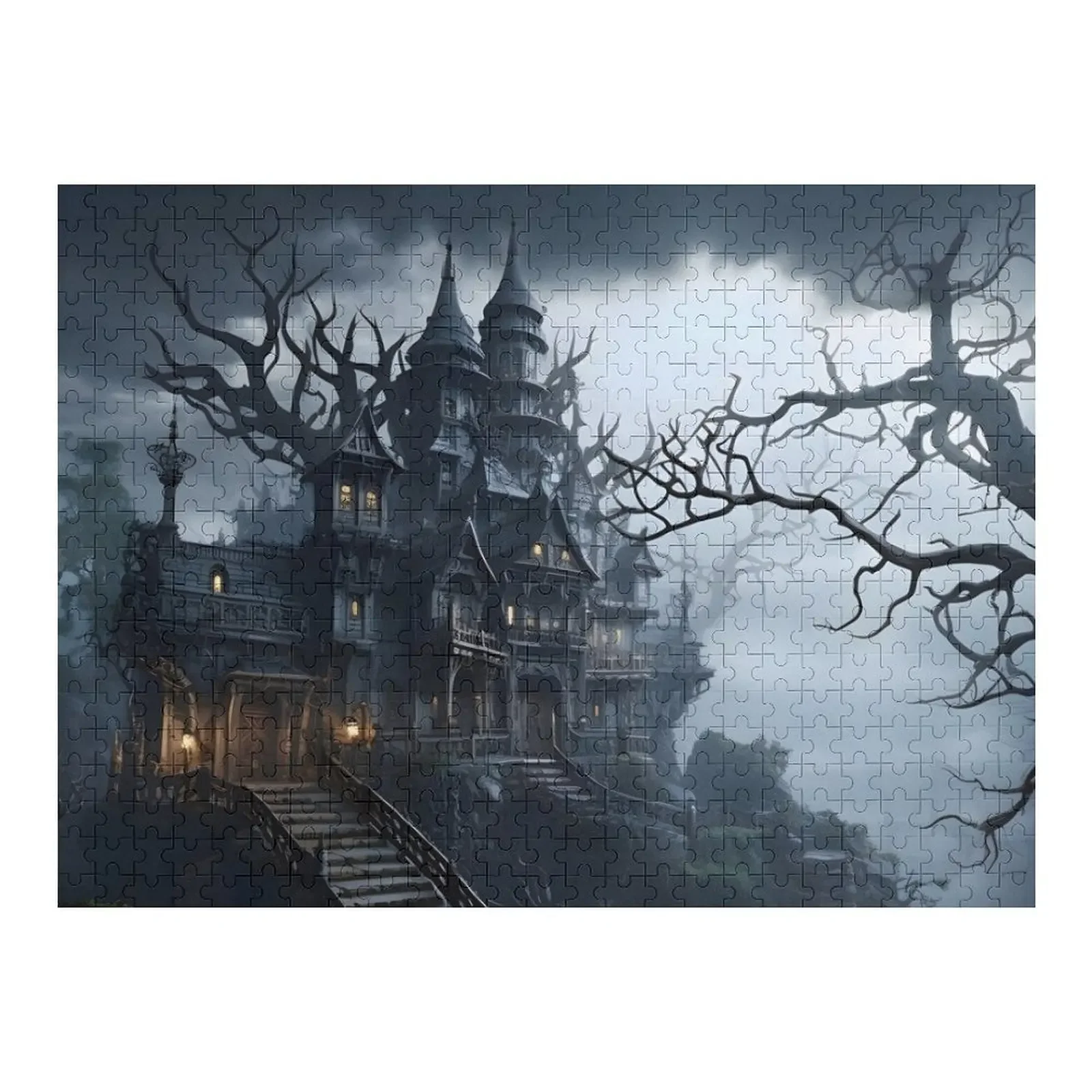 

Eerie Halloween Haunted House Jigsaw Puzzle Personalize Iq Wood Adults Customized Toys For Kids Picture Puzzle