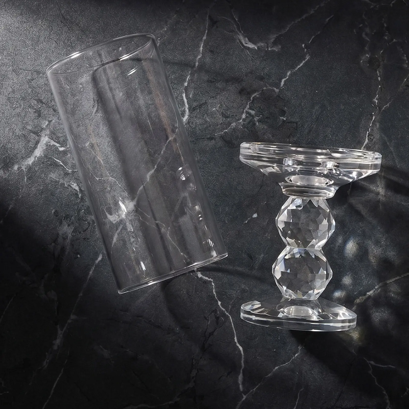 Glass Cylinder Holder Roman Column Pedestal Stand Glass Hurricane Cover Windproof Table Centerpiece Wedding Party