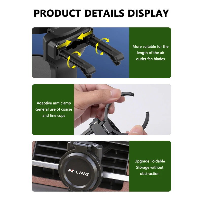 سيارة تنفيس الهواء منفذ للطي شرب زجاجة القهوة حامل الكأس لشركة هيونداي N خط i30 i20 سوناتا أكسنت توكسون إلنترا أزيرا ايكوس