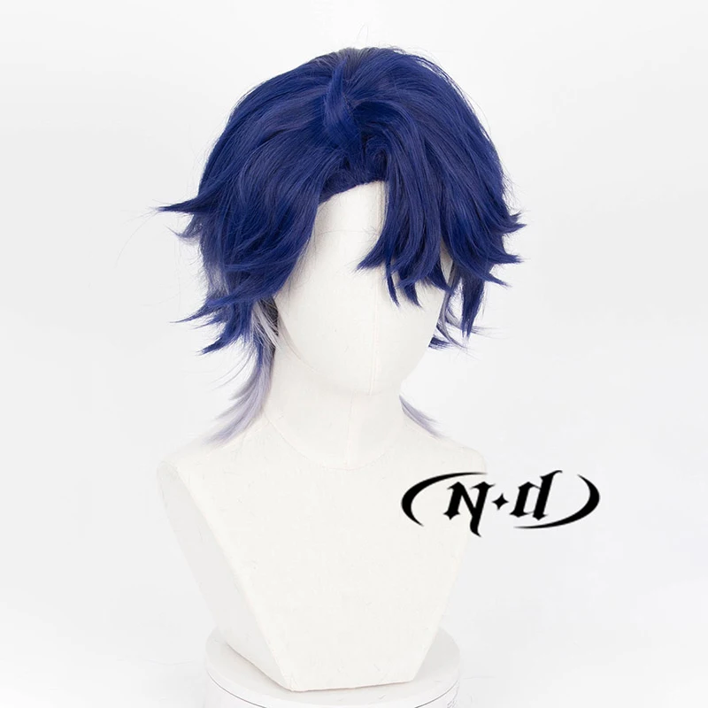 ND Sampo Koski تأثيري الباروكات هونكاي ستار السكك الحديدية تأثيري قصيرة الأزرق الداكن خصلات الشعر المستعار للعبة كوميك كون كوزر مقاومة للحرارة الاصطناعية