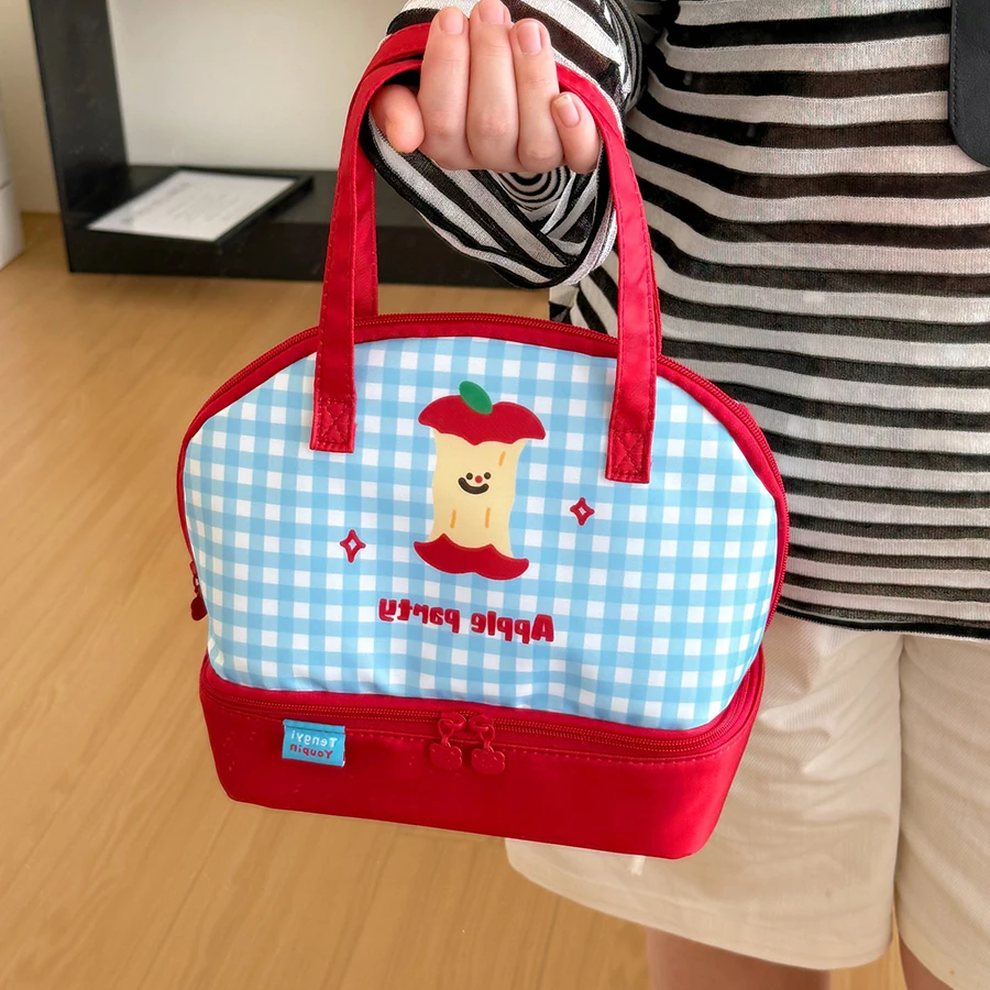 Borsa termica per il pranzo a doppio strato Borsa per pendolari portatile resistente all'olio impermeabile di grande capacità per studenti e di