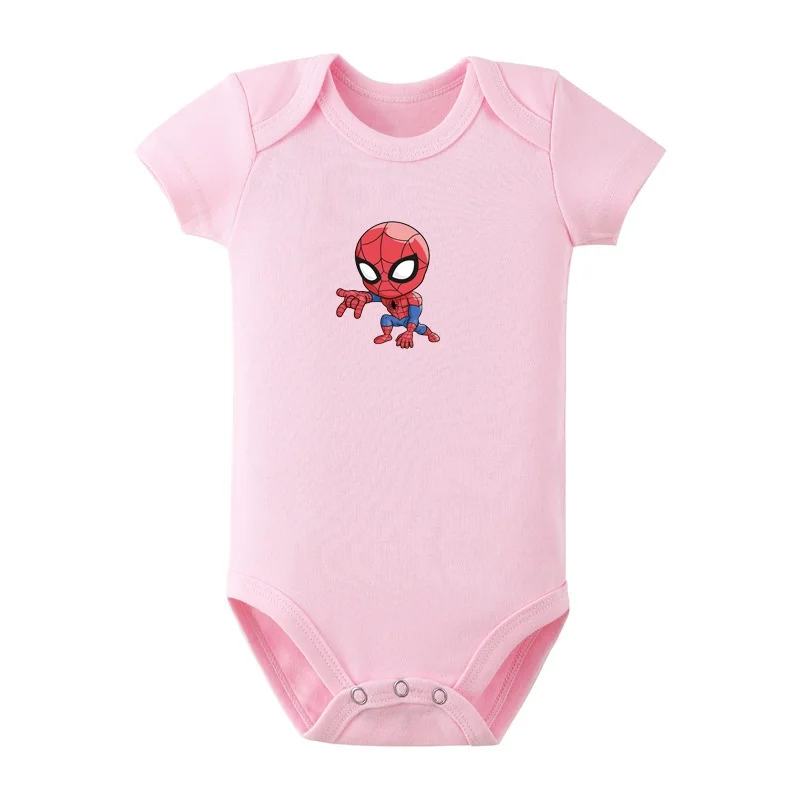 الوليد الطفل الصيف بذلة من القطن الخالص قصيرة الأكمام رقيقة الكرتون الرجل العنكبوت الزحف دعوى 0-3 أشهر ملابس الطفل #3