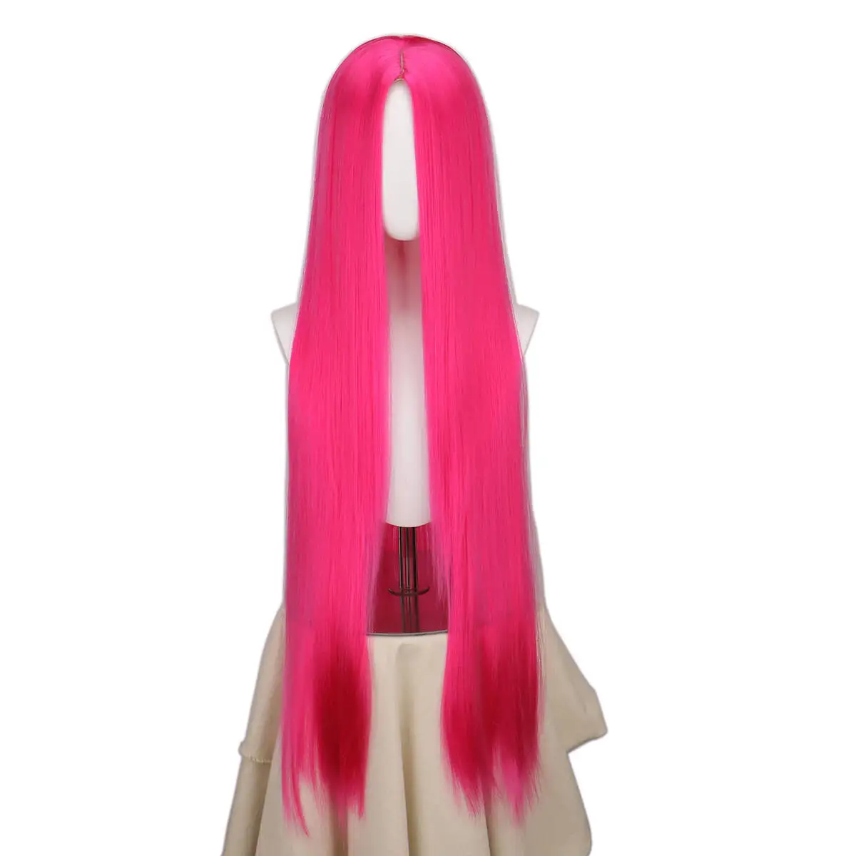 Peluca de cosplay Diavolo de 100 cm, color rojo rosa, pelo largo, resistente al calor, peluca de cosplay de anime JOJO Diavolo