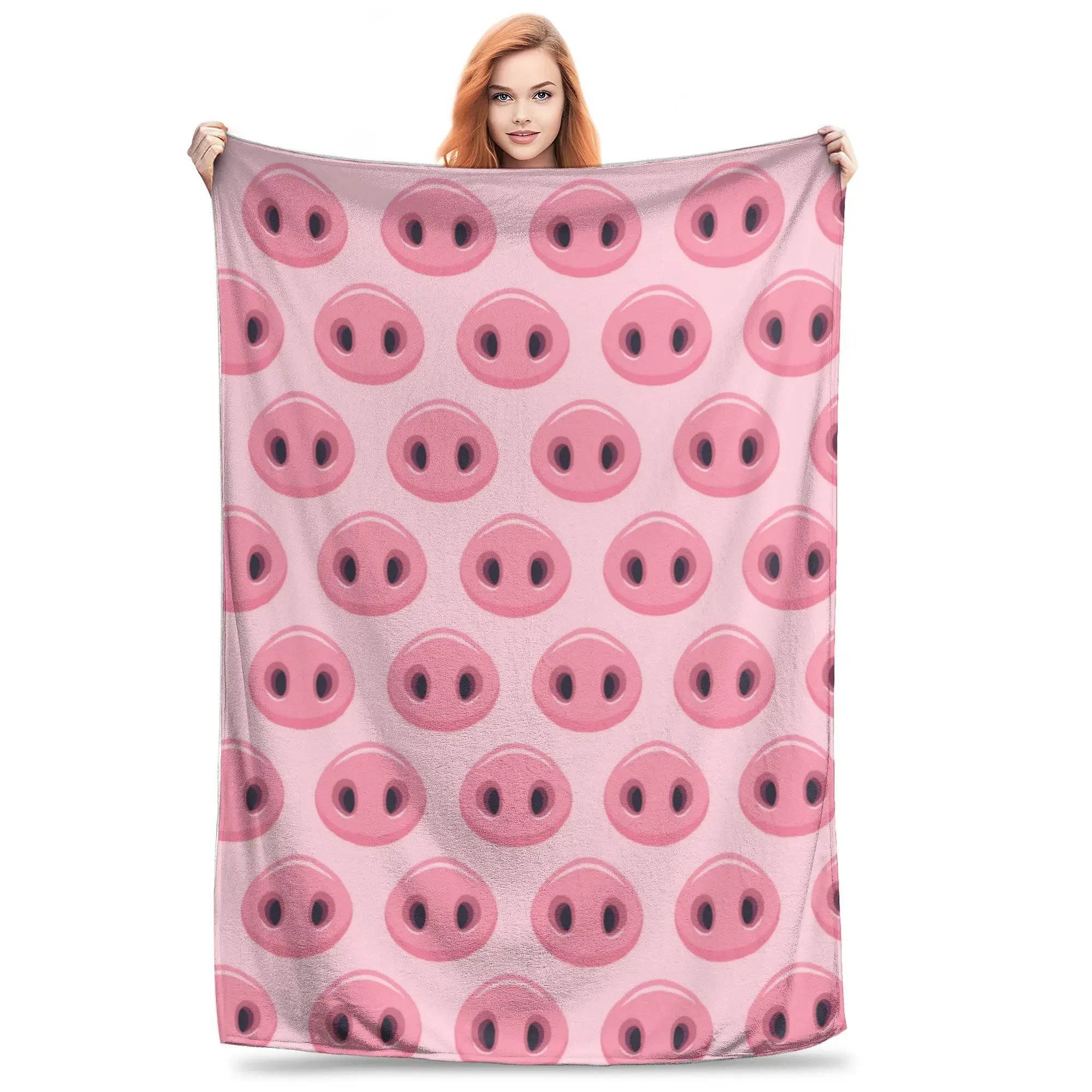 Kawaii Pigs Noses Blanket Ultra Soft Cute Pink Pig Throw Blankets for Sofa 50x60 Inch Multiple Sizes Bedspread 200x150cm