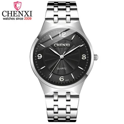 CHENghts-Montre-bracelet en acier complet pour hommes et femmes, horloges à quartz pour les amoureux, marque originale, montre de luxe célèbre, or rose