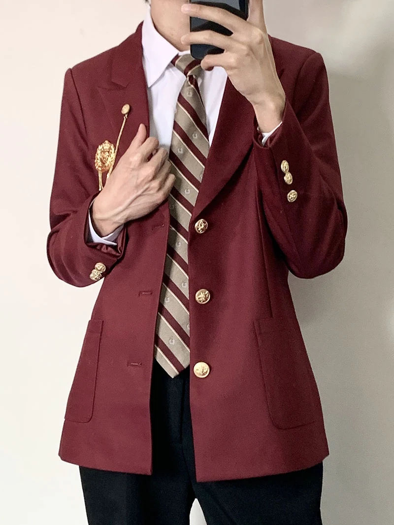 

Оригинальный японский костюм Sle DK20 orm Jaet School orm Feel Red Open Cardigan Дышащий Thiened Long Sve Suit