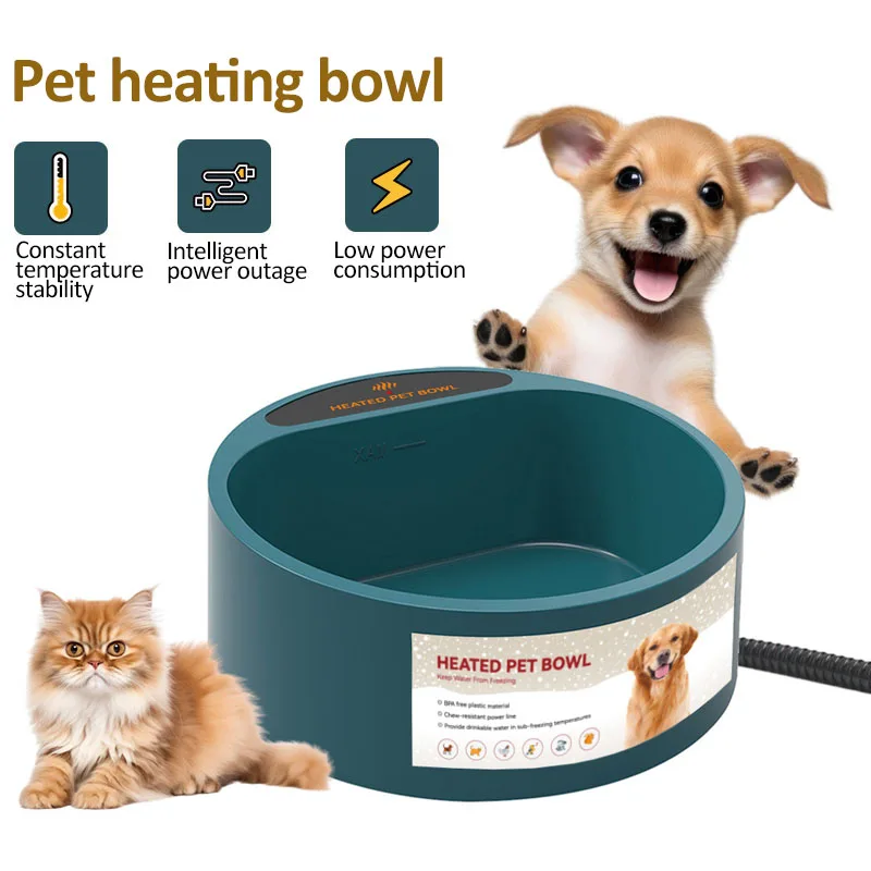 Heated Pet Bowl Intellectual Temperature Control 2.2L Heated Dog Bowl Winter Bird Bath Heater Dish Thermal Water Bowl for Dogs