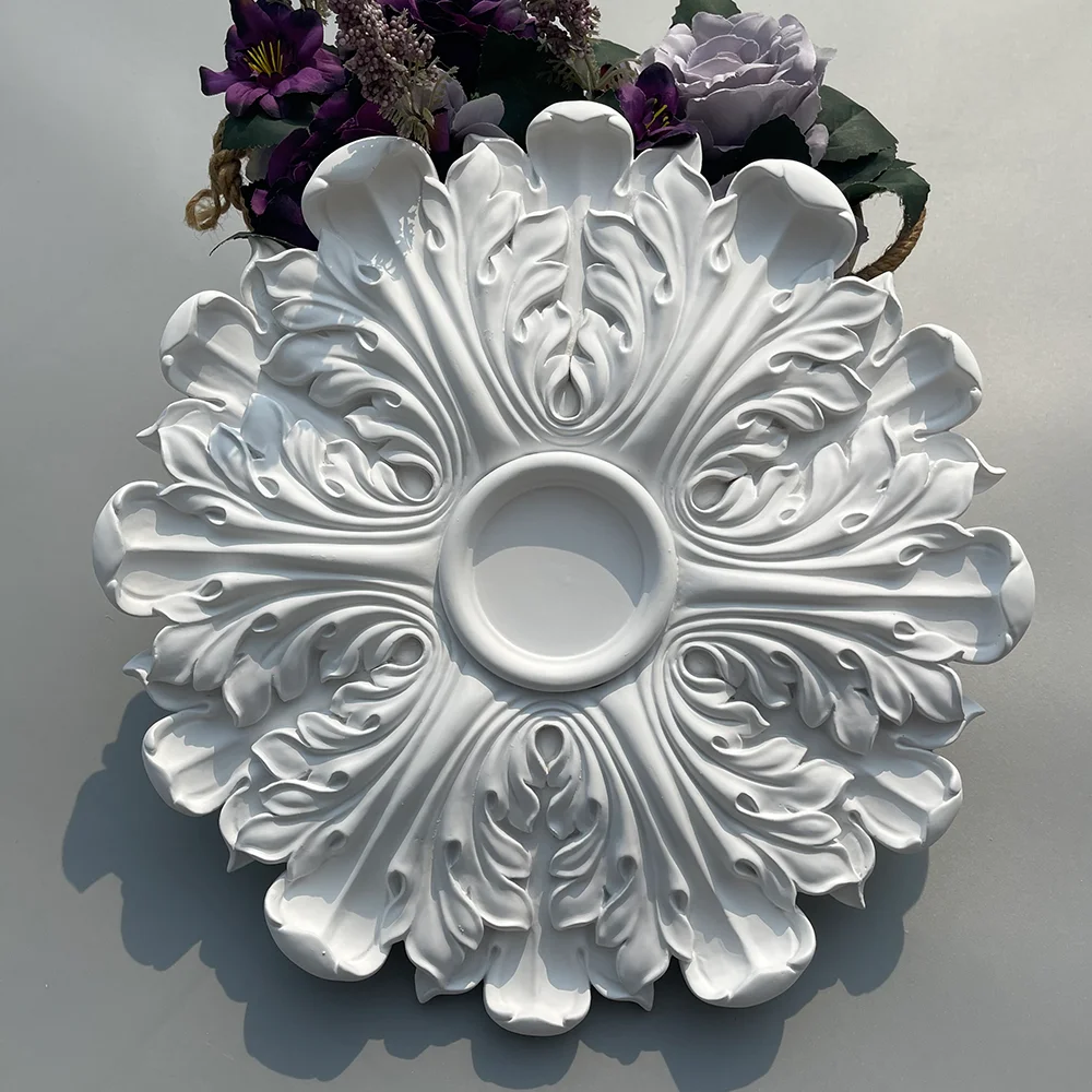 PU Polyurethane Material Imitation Plaster Lamp Panel Living Room Chandelier Ceiling Crystal Lamp Holder