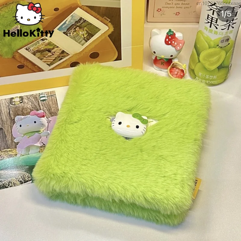 Sanrio Hello Kitty New Cute Green Plush Card Album Y2k Women Commemorative Album Removable Card Book Creative Birthday Gifts