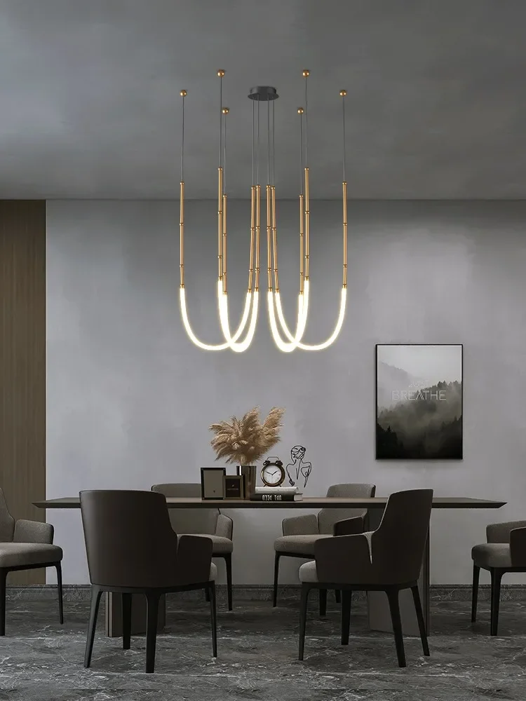 

Italian new restaurant LED chandelier modern villa living room creative hanging lamp simple living room duplex floor chandelier