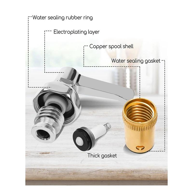 Hot Handle Stem Assembly Fits for Brass Faucets Substituir, Azul Frio e Vermelho, Eixo lateral quente, Peça de substituição da válvula