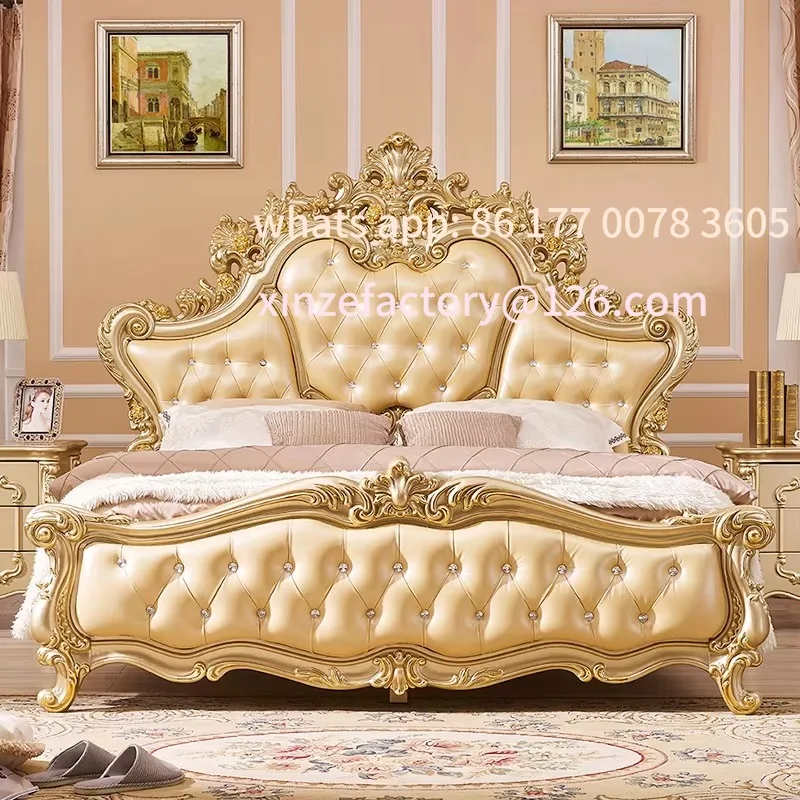 

Customizable Gold Luxury Quilted Double Bed Wooden Vintage Soft Single Headboards Double Bed Adults Home
