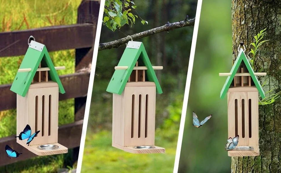 Wooden Beehive Bee House Outdoor Pet Cages Insect House Butterfly House for Bees Garden Insect Nest