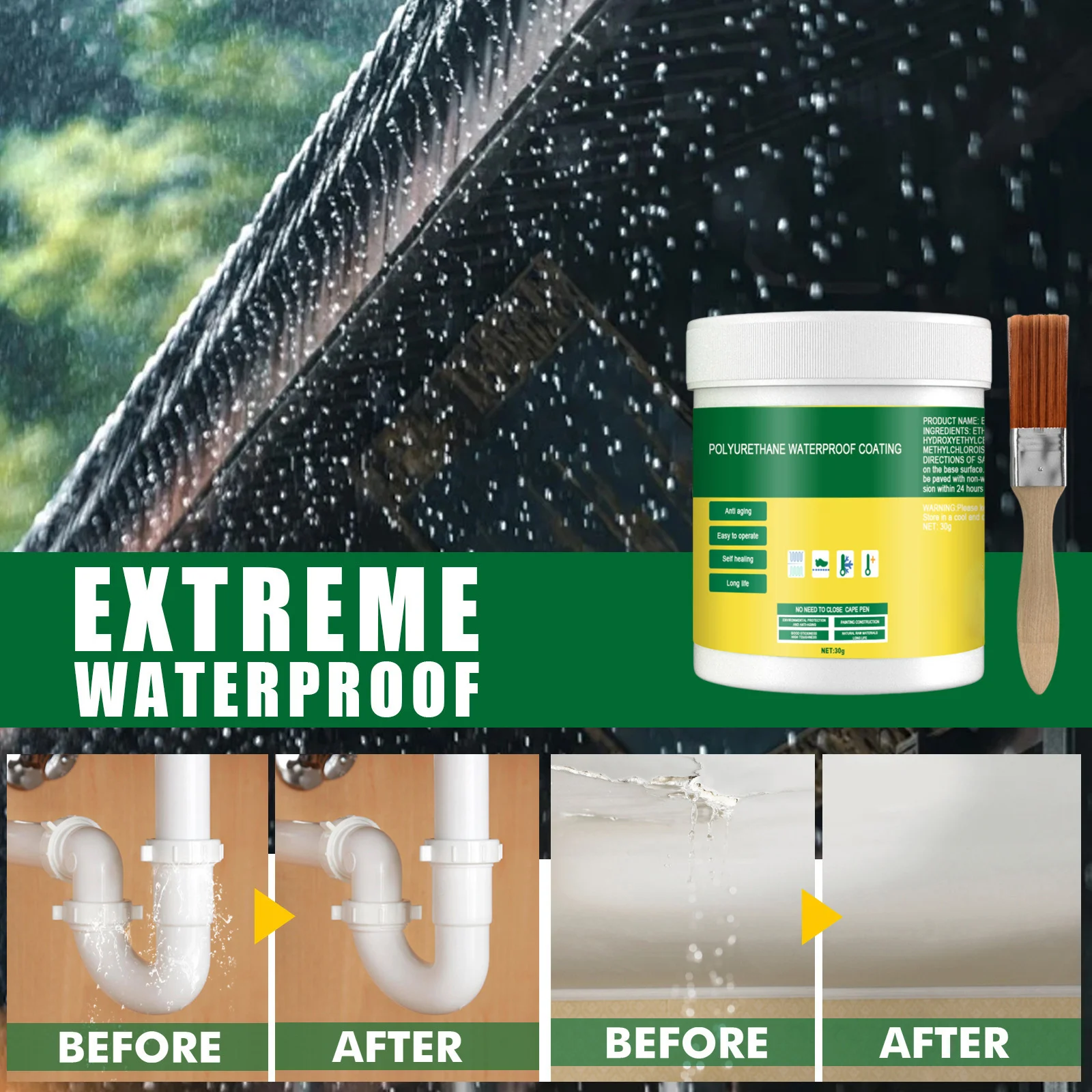 غراء شفاف مقاوم للماء بلاط أرضيات الجدار الخارجي الحمام المرحاض اختراق وكيل مقاوم للماء طلاء جدار مانع للتسرب #6