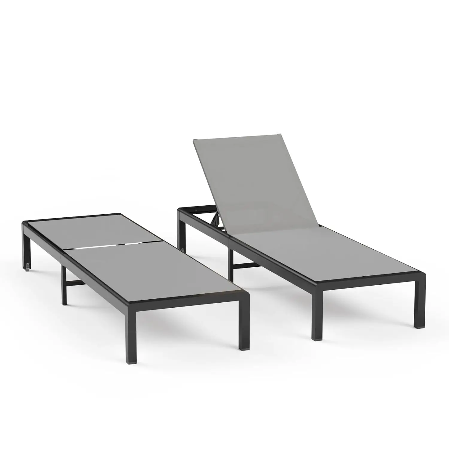 Aluminum Patio Chaise Lounge Chair Outdoor with Wheels,Grey