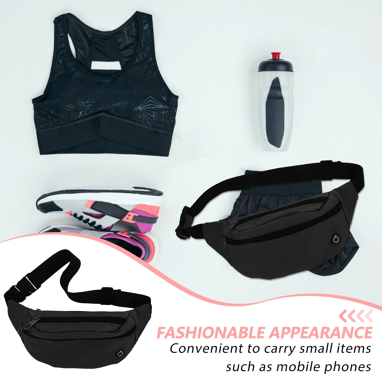

Поясная сумка для бега, регулируемая нейлоновая поясная сумка, поясная сумка большой вместимости для пеших прогулок, путешествий, занятий спортом на открытом воздухе, тренировок