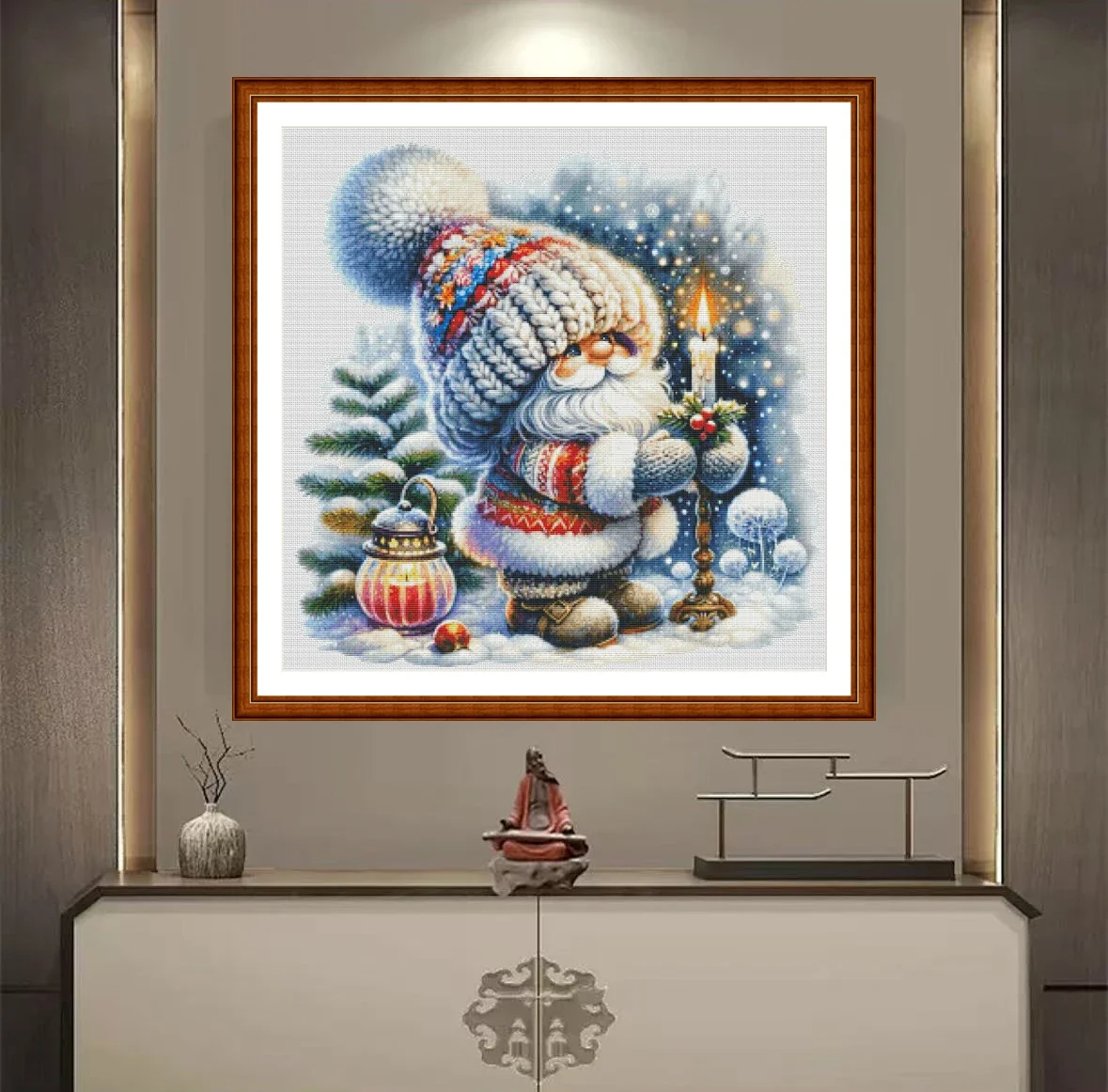 [ZZ4724- Candlelight Dwarf] 11CT 14CT 16CT DIY Cross Stitch Kit, Pattern Printed Canvas Embroidery Needlework Starter Set for