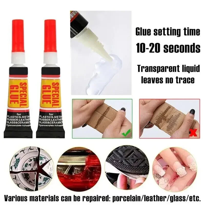 12pcs Liquid Super Glue Wood Rubber Metal Glass Cyanoacrylate Adhesive Stationery Store Nail Gel 502 Instant Strong Bond Leather
