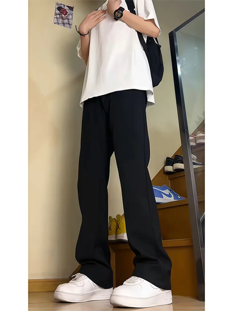 

Cleanfit Bla Men's High Waist Straight Leg Pants Long Drapey Knife Flared Trousers Faionable Casual Faion