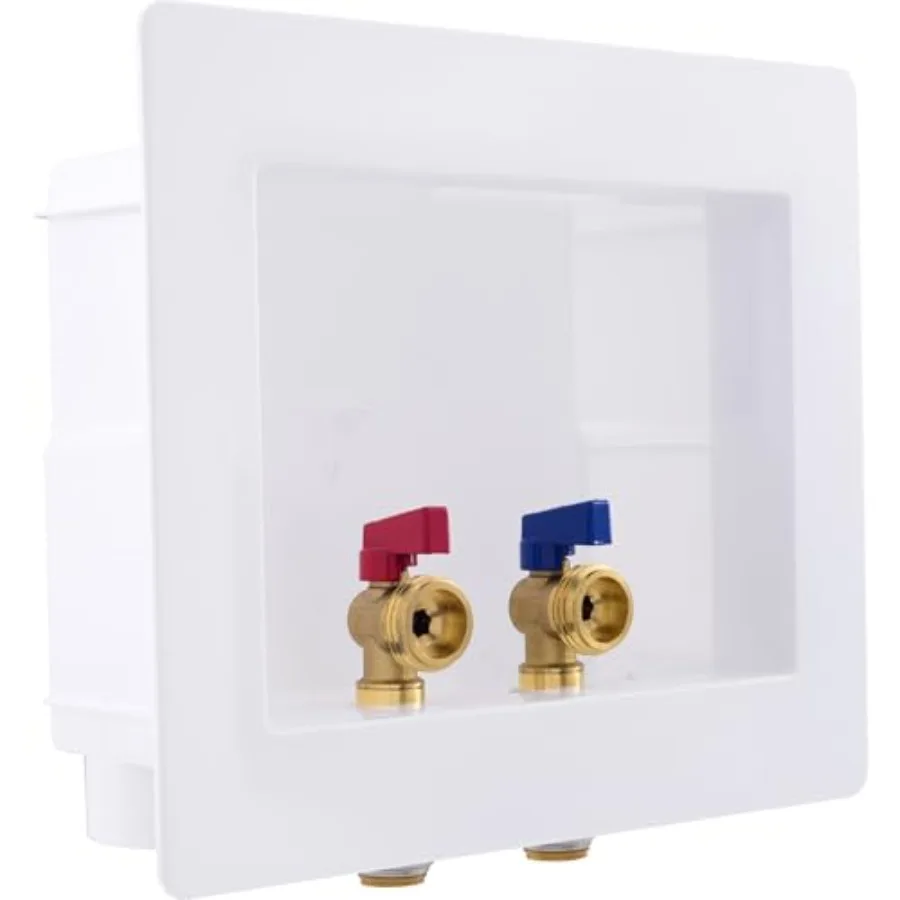 

1/2 Inch x 3/4 Inch MHT Washing Machine Outlet Box, Push to Connect Brass Plumbing Fittings, PEX Pipe, Copper, CPVC, 24763