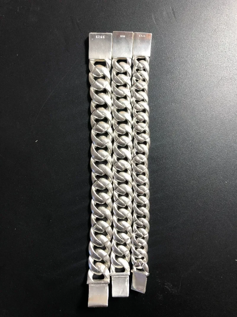 Retro Hand Carved Hollow Bracelet, White Copper Plated Silver, 3 Sizes, Punk Rock Trendy Thick Bangle Jewelry for Men & Women