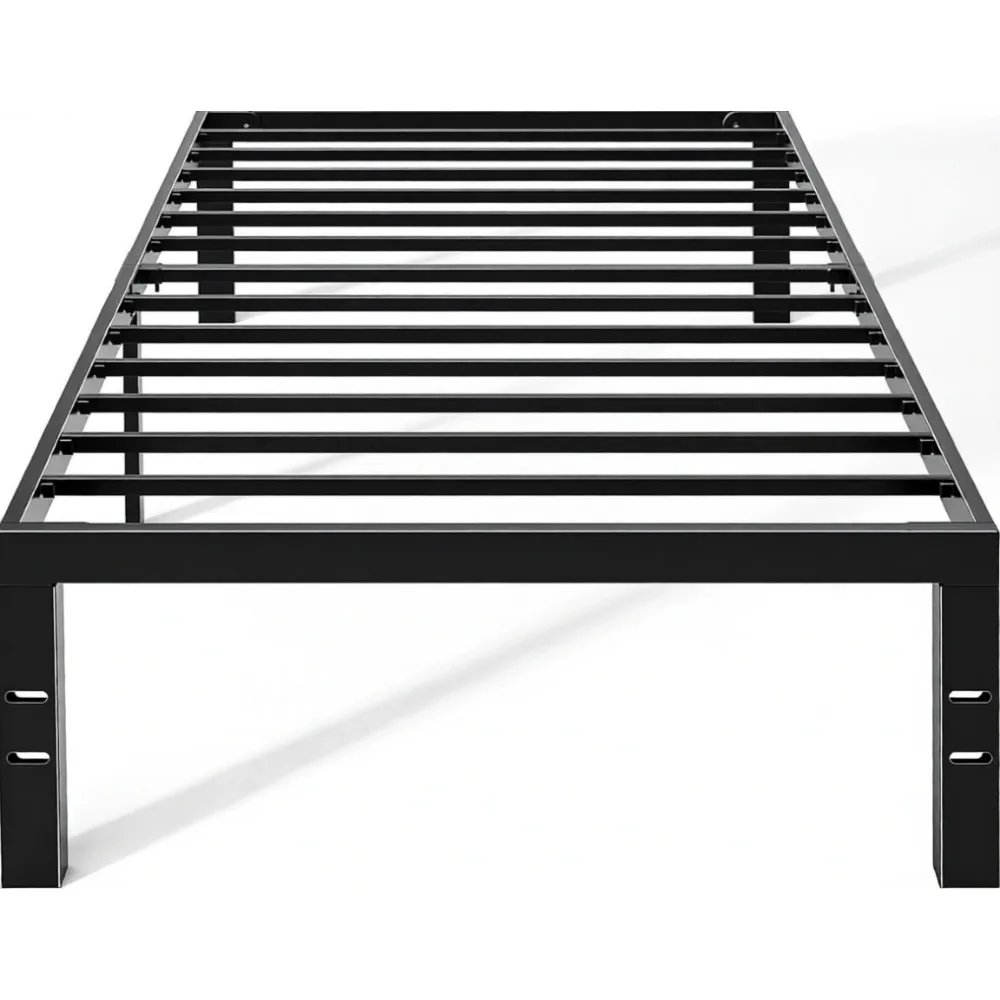 

Металлическая двуспальная кровать-каркас высотой 14 дюймов с местом для хранения, без пружинного блока, стальная решетка, нагрузка до 800 фунтов, усиленная, простая сборка, черная
