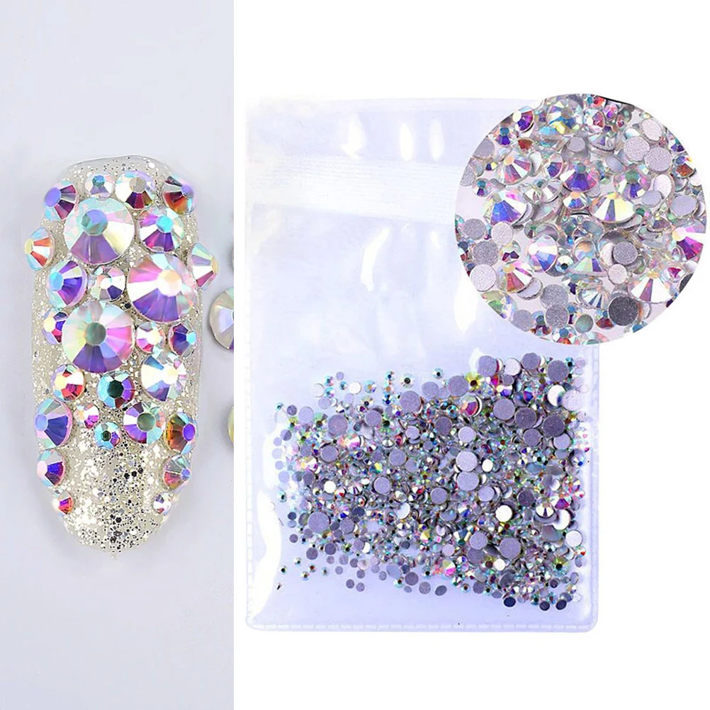 

1440pcs 2.0Mm Crystal Ab Round Rhinestones Flat Back 3D Decorations For Uv Gel Acrylic Nails Polish Multicolor Color