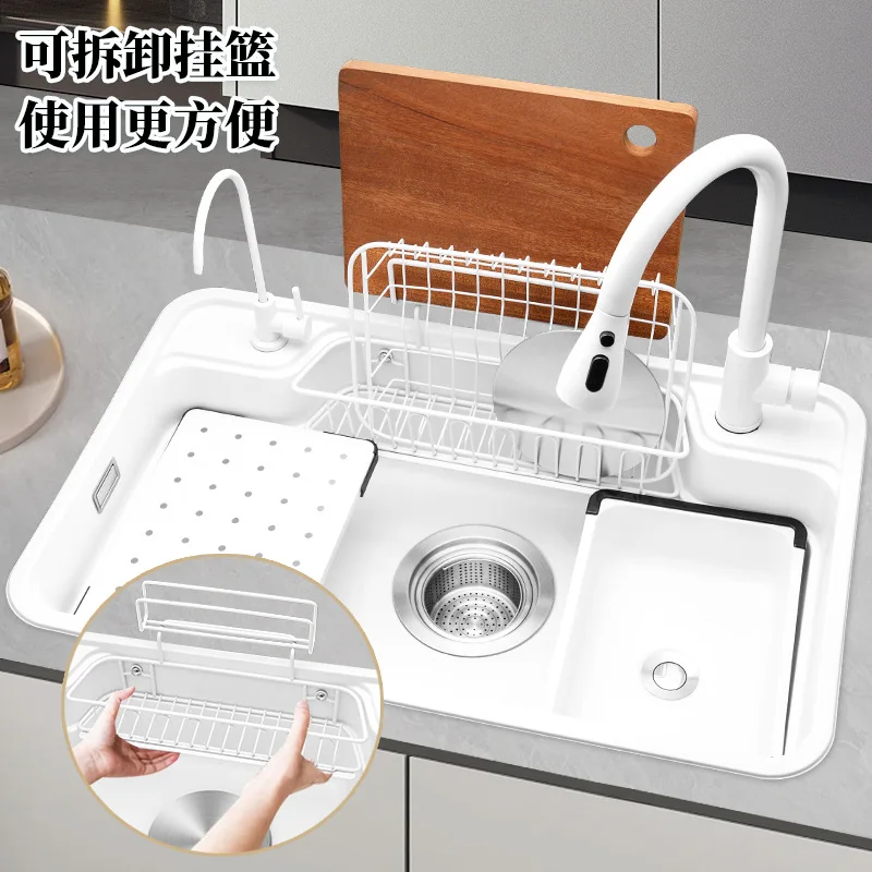 Kitchen large single slot 304 stainless steel sink multifunctional household washing