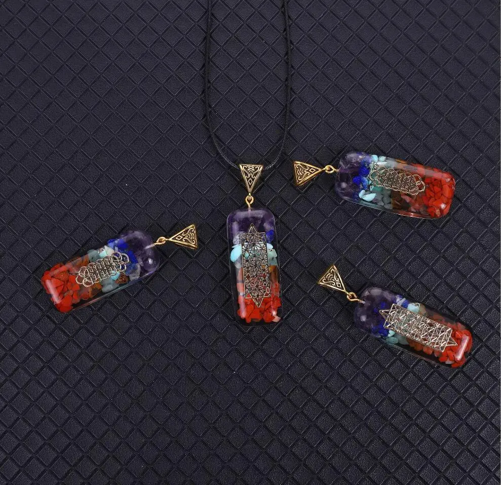 1PC Charms Orgonite Amulet Crystal Pendants Reiki Heal Chakra Gold-plated Yoga Meditation Resin Jewelry for Necklace F1675