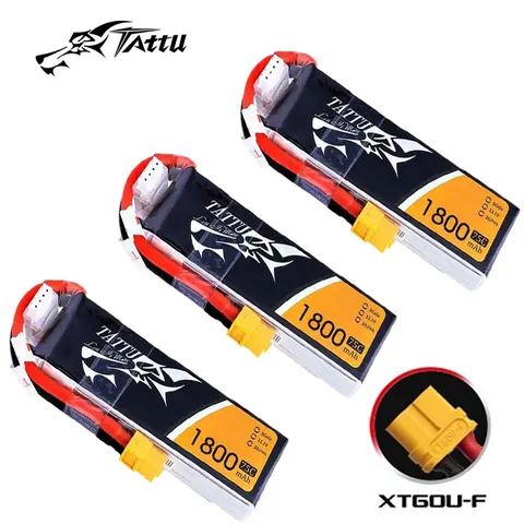 핫 TATTU RC 헬리콥터 쿼드콥터 FPV 레이싱 드론 부품용 Lipo 배터리, XT60 플러그 포함, 75C, 1800mAh, 11.1V, 3S 배터리