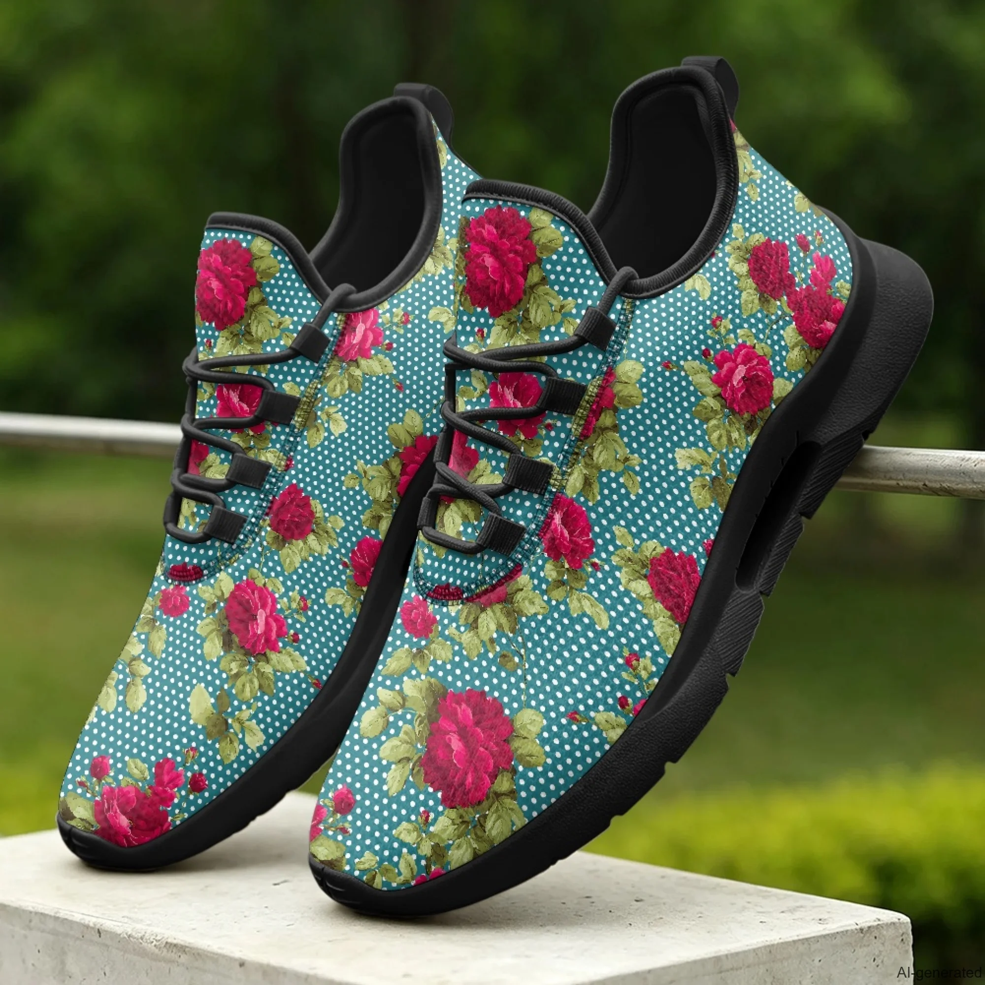 XIXIRIMIDO Nursing Sneakers for Woman Lace-up Casual Shoes Cheap Nursing Shoes for Women Nice Non-slip Nurse Sneakers Roses