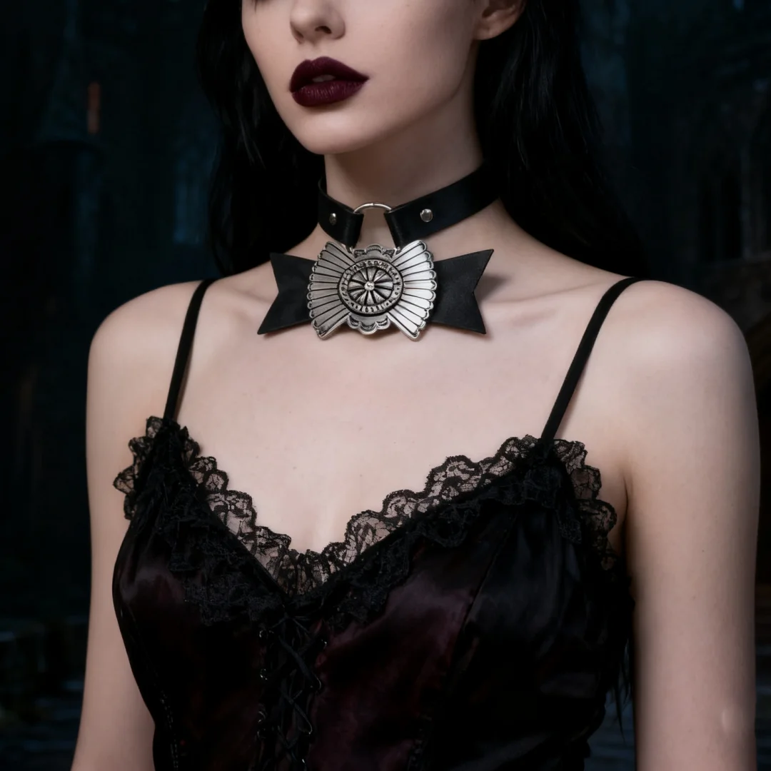 UYEE Y2K Punk Black Belt Necklace Hip Hop Rock Leather Choker Handmade Fashion Belt  for Halloween Gift choker Belt