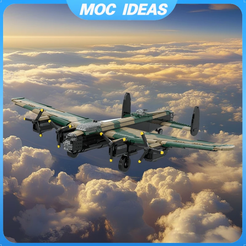 Bloques de construcción militares MOC Avro Lancaster B Mk.III-bombardero de cuatro motores relación 1:35 ladrillos modelo de ensamblaje DIY juguete para niños