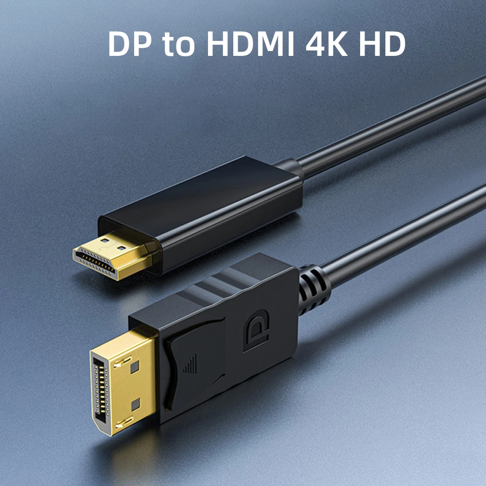 DP to HDMI Adapter Data Cable 4K Data Cable HD Computer Monitor HD Transmission Cable Display Port 1.2 HDMI