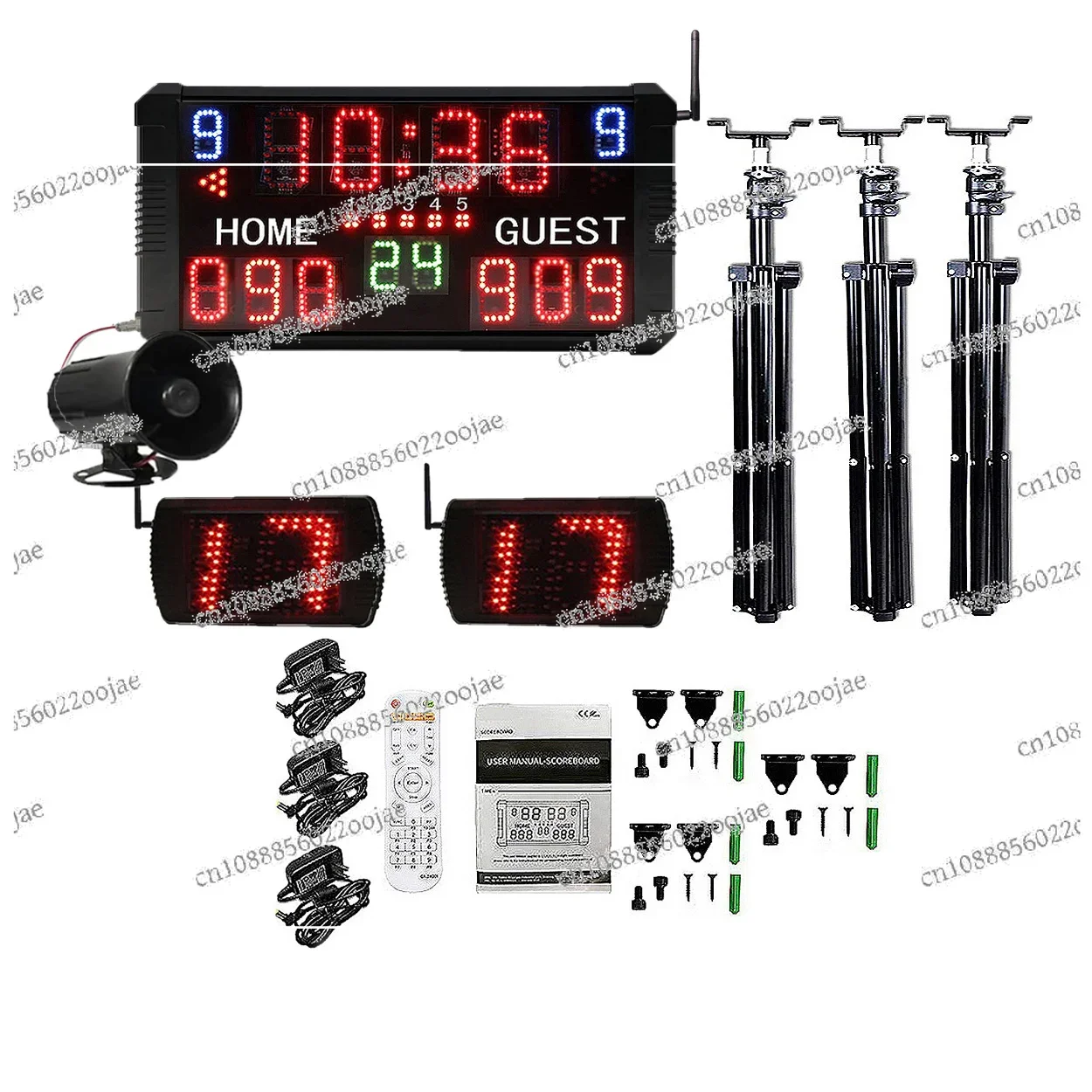 Lightweight Aluminum Scoreboard,Score Counter with Countdown Timer, Shot Clock, Multiple Control Options for Basketball Games