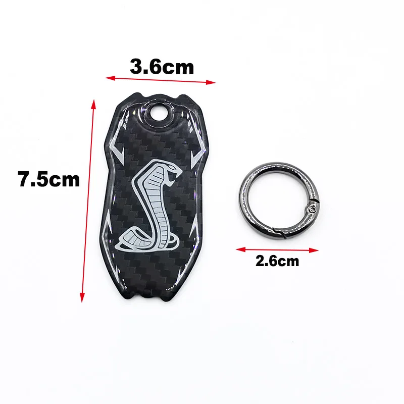 Carbon Fiber Keyring Keychain GT350 GT500 Pony Horse Super Snake Cobra Shelby Emblem Badge Car Key Accessories